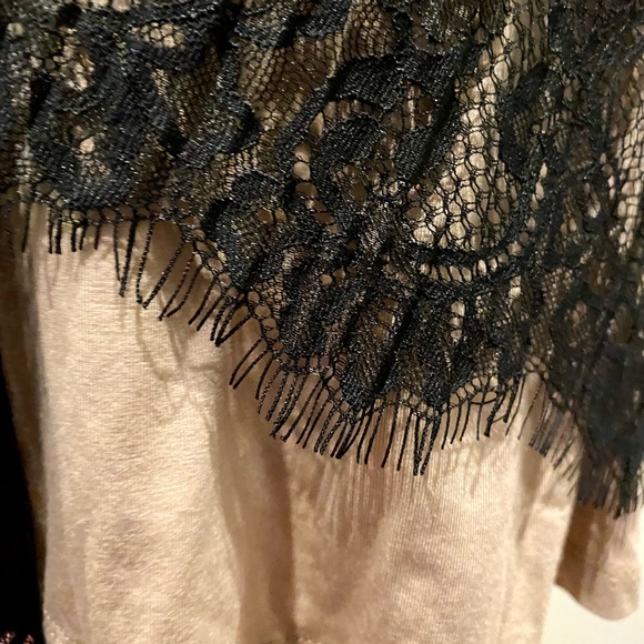 PLENTY by Tracy Reese baby doll halter dress, black lace over nude/SIZE L/NWT - Picture 4 of 8